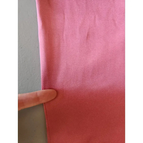 Defect Maeve Square-Neck Satin Stretch Midi Dress size L Rose Pink 9B402 - Picture 11 of 16